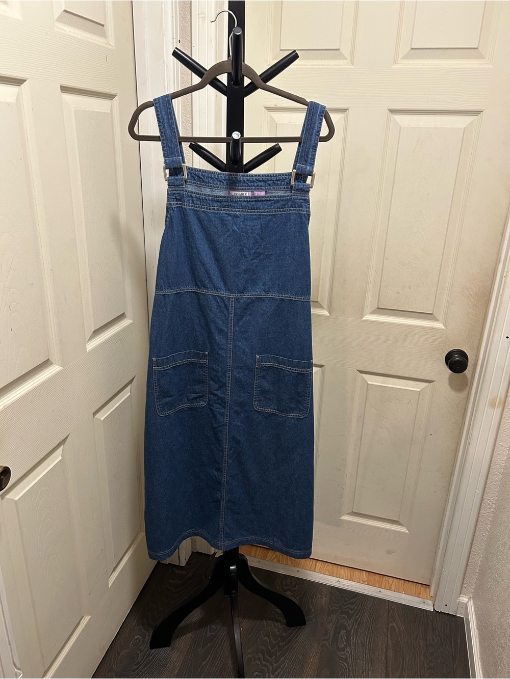 Premier International Vintage 1990s Denim Jumper Overall Dress.